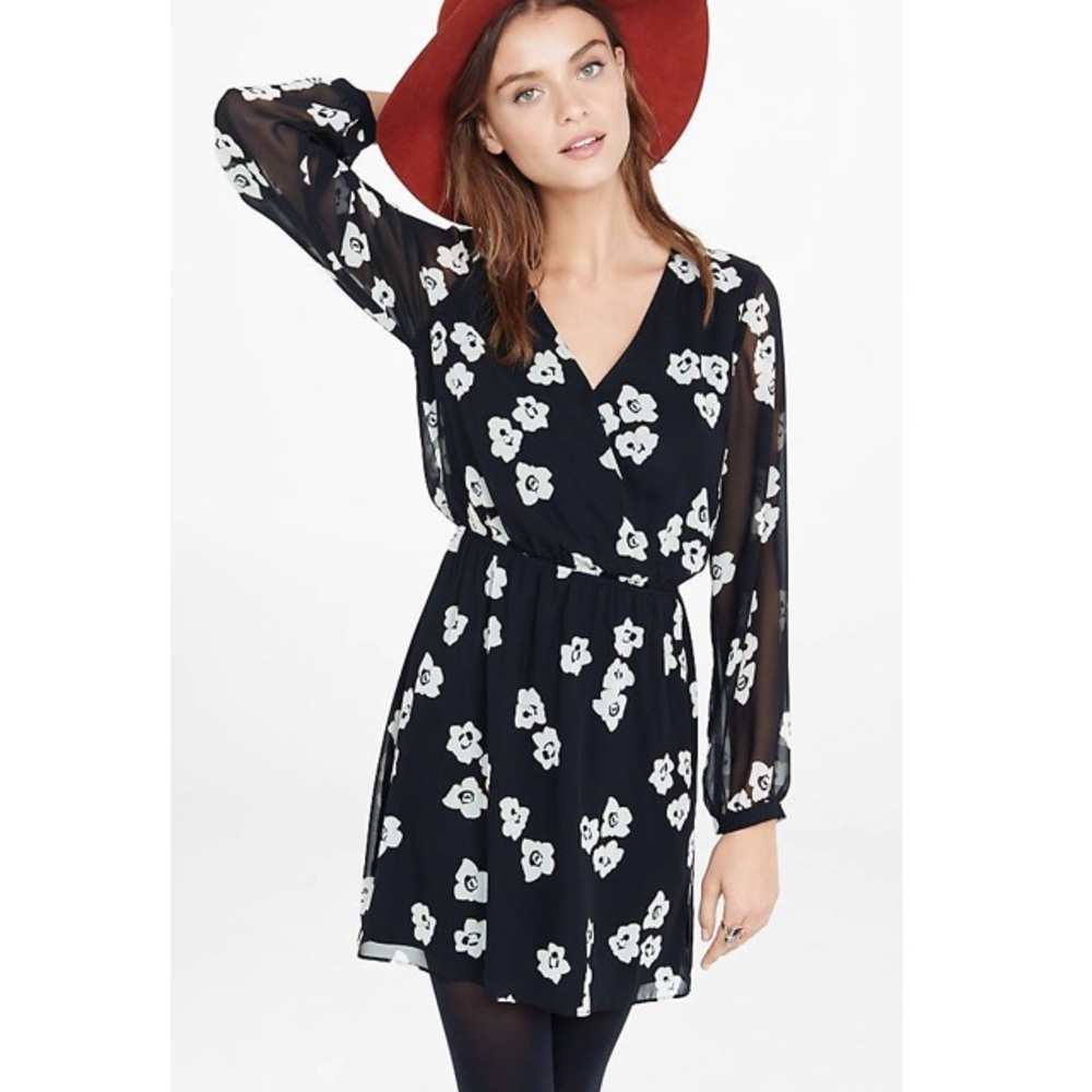 Express Floral Long Sleeve Dress - Picture 1 of 6